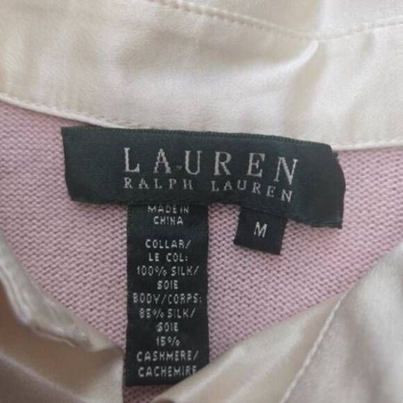 Nwt Lauren Ralph Lauren arctic nights winter rose  silk cashmere blend sweater M - Picture 4 of 11